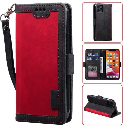 Etui en PU épissage rétro rouge pour votre Apple iPhone 11 Pro 5.8 pouces