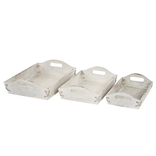 3x bassin T296, tableau à servir style shabby blanc