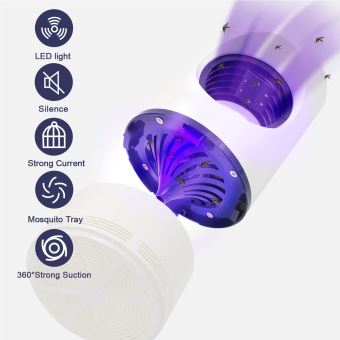 USB Lampe Anti-moustiques a lumière UV, 5W,sans Bruit - Blanc