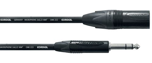 Cordial CPM10MV - Câble audio XLR mâle - jack stéréo mâle 10 m série Peak