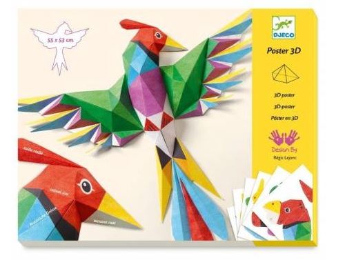 Djeco Petits Cadeaux - Poster 3D - Oiseau tropical Amazonie - 55 x 53 cm