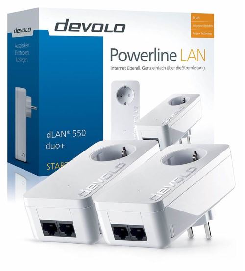 devolo dLAN 550 duo+ - Starter Kit - bridge - HomePlug AV (HPAV) - aansluitbaar aan muur (pak van 2)