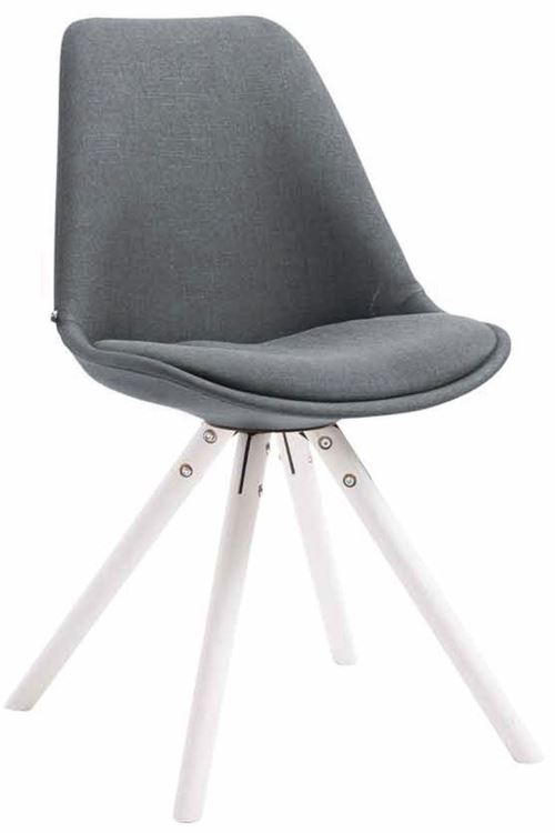Chaise Toulouse tissu pieds ronds , Gris foncé/Blanc