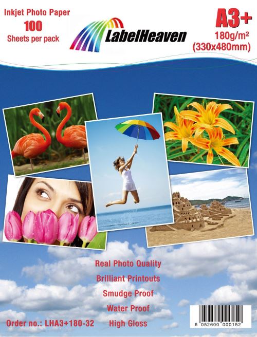 LabelHeaven - 100 Feuilles Papier Photo A3+ Plus Premium Haute Brillance 180g