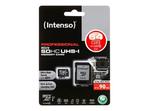 Intenso 3433490 Mémoire Flash 64 Go Microsdxc Uhs-i Classe 10