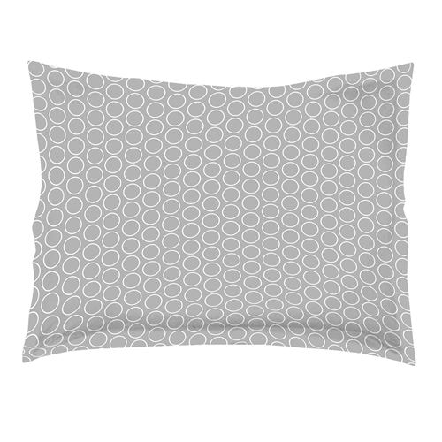 Taie d'oreiller volant plat 50 x 70 cm imp 57 fils rev allover zodiac Gris/Blanc