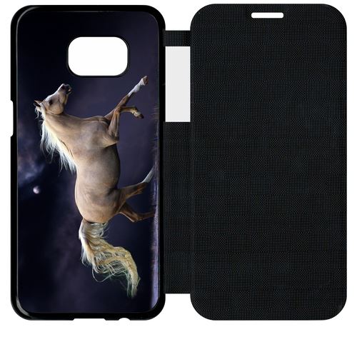 Etui À Rabat Flip Flap Samsung Galaxy S7 Edge Cheval Fond Prune