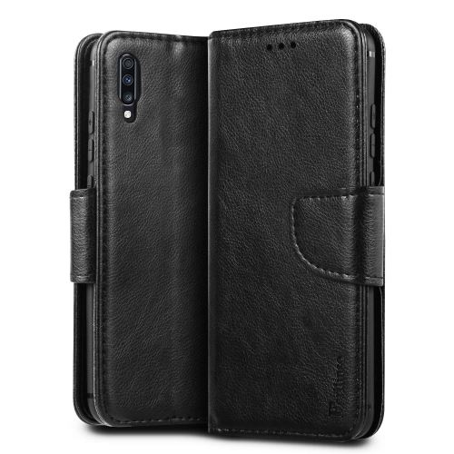 Housse pour Samsung Galaxy A70 Housse Coque Etui de luxe Portefeuille Porte Carte Et Billet (avec support integré) Noir