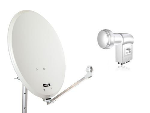 Opticum Stahl QA60 Satellitenantenne mit Octo-LNB (60 cm) lichtgrau