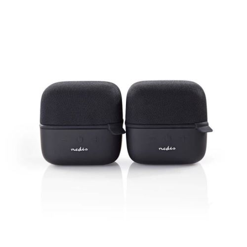 NEDIS SPBT1000BK2 Haut-Parleur Bluetooth, 15 W, True Wireless Stereo (TWS), 2 pièces, Noir/Noir