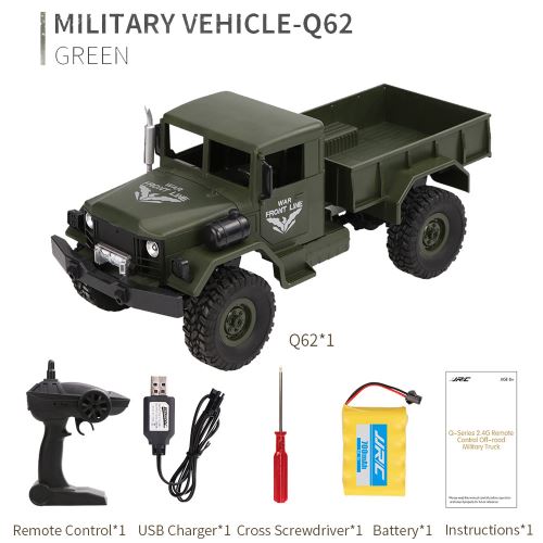 JJRC Q62 RC 01h16 2.4G Télécommande 4 roues motrices sur chenilles hors route militaire camion voiture RTR