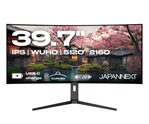JAPANNEXT Ecran PC Incurv&eacute; 39,7 WUHD IPS USB-C (+ charge 65W)
