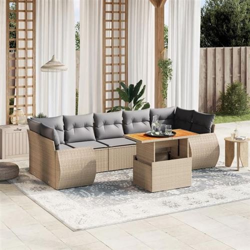 Non Communiqué Beige Salon De Jardin Modulable Vidaxl 7 Personnes Resine Tressee 62 X 62 X 69 Cm 8 Pieces