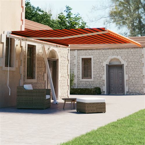 vidaXL Auvent manuel rétractable sur pied 400x300 cm Orange et marron3069540