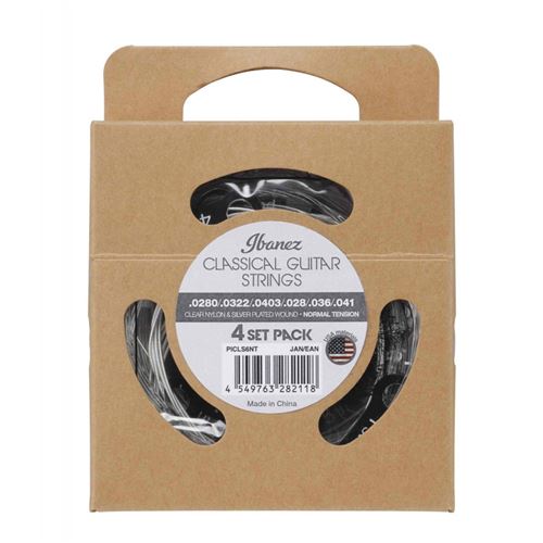 Ibanez PICLS6NT- Pack de 4 Jeux de cordes guitare classique – tension normale