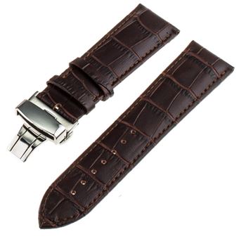Bracelet De Montre Cuir Bombé Marron Foncé 17 Mm - Neuf Sans étiquette - Fabriqué En Allemagne