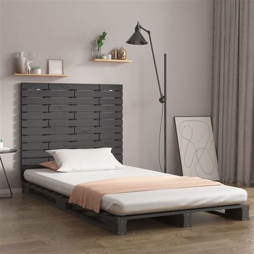 vidaXL Tête de lit murale Gris 106x3x91,5 cm Bois massif de pin