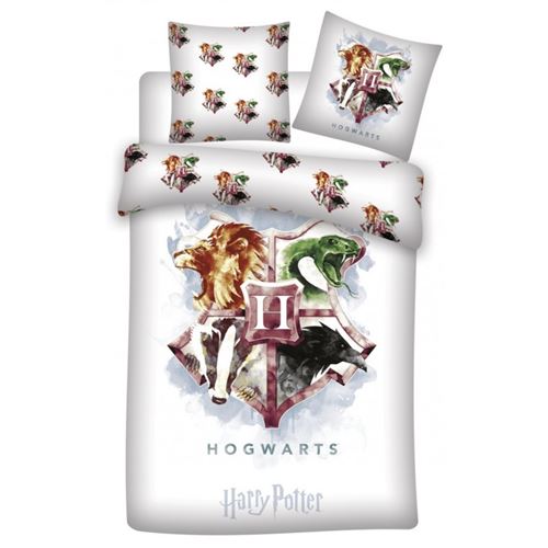 Harry Potter - Parure de lit coton Enfant Poudlard - Housse de Couette 140x200 cm Une Taie