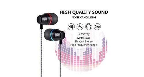 Ecouteurs Filaire 3,5 mm, Ecouteurs Intra-Auriculaires avec Microphone HD,  Anti-Bruit Casque Filaire, Deep Bass,Jack 3.5mm, pour Samsung, iphone et la