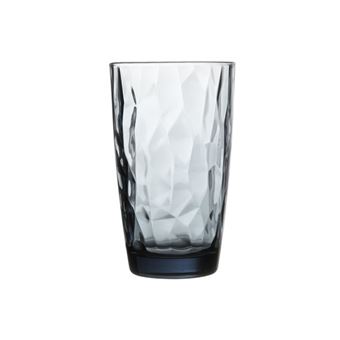 Verre Diamond Cooler Bormioli - 47 Cl, Bleu Océan, Design à Facettes, Lavable Lave-Vaisselle - Pour Jus, Eau, Cocktails