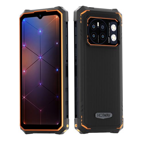 HOTWAV Cyber 13 Pro Téléphone Portable 6.6 Android 13 smartphone, 10800mAh, 20(12+8)Go+256Go, 64MP+16MP,Empreinte digitale/Face ID/NFC/Dual SIM 4G -Orange