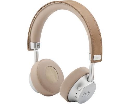 HER HF8 Micro-casque supra-auriculaire Bluetooth, filaire beige, argent volume r&eacute;glable