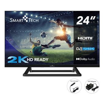 Smart Tech 24HN01V3CA HD LED TV 24 Pouces (60cm) Triple Tuner Dolby Audio H.265 HDMI USB, Résolution: 1366 (H) × 768 (V); Chargeur 12 volts - 1