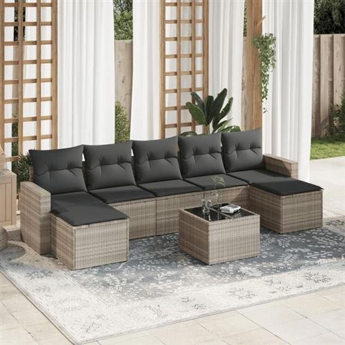Non Communiqué Gris Vidaxl Salon De Jardin Avec Coussins 8 Pcs, Canapés Avec Pieds Réglables, Ensemble De Meubles D'extérieur Patio Terrasse, 3251689