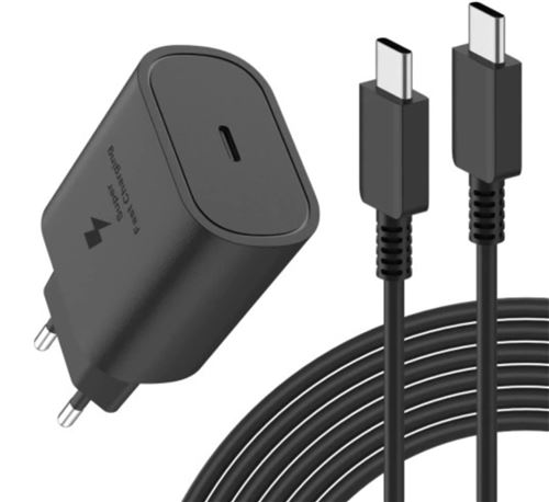 Chargeur rapide 25w 3A + Câble usb-c 1 mètre pour Iphone 15 - Iphone 15 Plus - Iphone 15 Pro - Iphone 15 PRo Max - Noir - Straße Tech ®