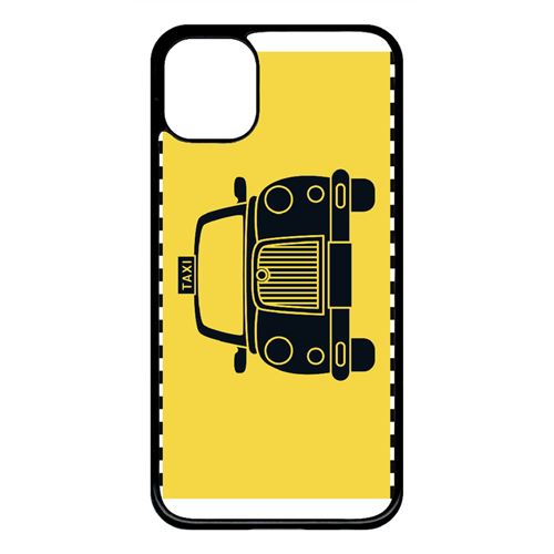 Coque My-Kase pour iPhone 11 - taxi sur fond jaune - Plastique Noir