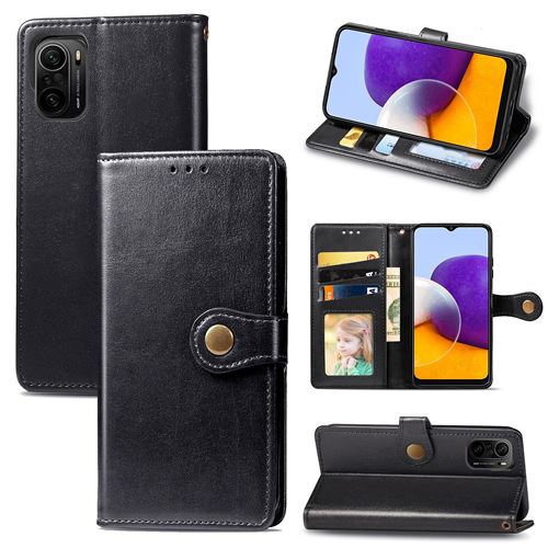 MPFRANCE Housse pour Xiaomi Poco F3 Noir [Porte Carte, etui portefeuille, boucle]