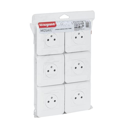 Legrand Blanc - Lot De 6 Prises Encastrées 2P+T 16A Complet - Mosaic - Image 3