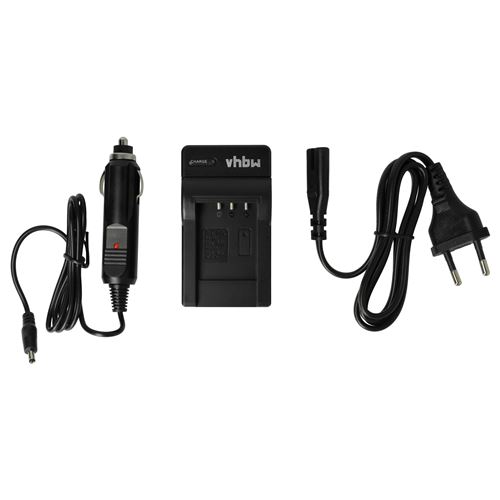 vhbw Chargeur compatible avec Nikon Coolpix A300, A100, S2500, S100, S2550 caméra caméscope action-cam + câble de voiture + témoin de charge 4,2 V
