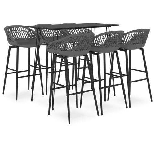 Vidaxl ensemble de bar 7 pcs noir et gris 3057391