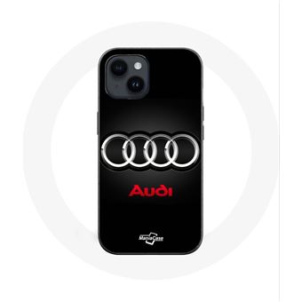 Hoesje voor Iphone 14 Audi Logo Metal zwarte achtergrond Maniacase - 1