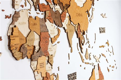Carte 3D du monde en bois - L120 Traveler (120x60 cm) – magnifique