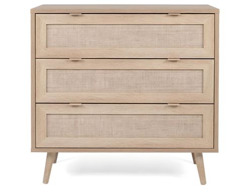 Commode 3 tiroirs - Decor chene sonoma - L 80 x P 40 x H 80 cm - BALI