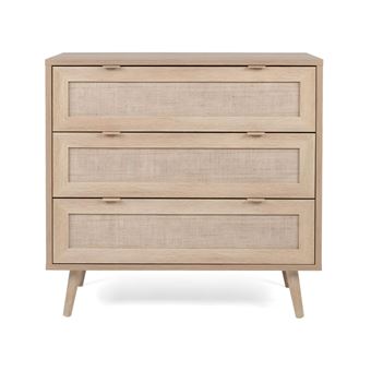 Commode 3 Tiroirs L80 cm - Impression Rotin - Bali - 1