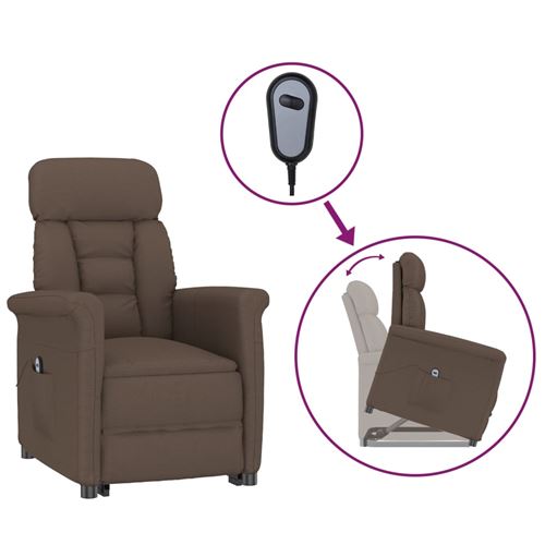 vidaXL Fauteuil inclinable électrique Marron Similicuir daim