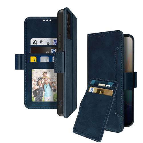 Étui pour Vivo Y55 5G Portefeuille Support vidéo Double languette magnétique Avizar Bleu nuit