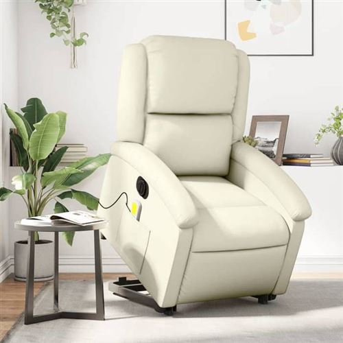 Non Communiqué Or Vidaxl Fauteuil De Relaxation, Massage, Inclinable Électrique Similicuir Crème