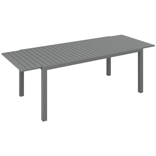 Table de jardin extensible 6-8 personnes dim. 180/240L x 94l x 73H cm alu gris