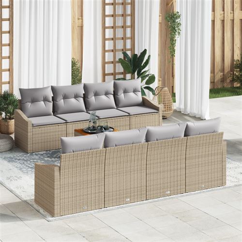 Non Communiqué Beige Ensemble De Canapé De Jardin 7 Pièces Avec Coussins Poly Rotin Acacia