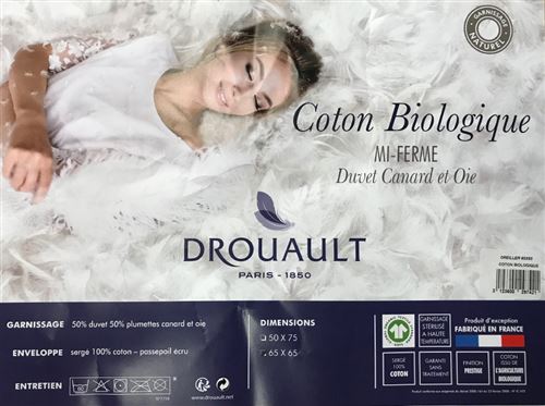Oreiller coton biologique 65x65 Drouault