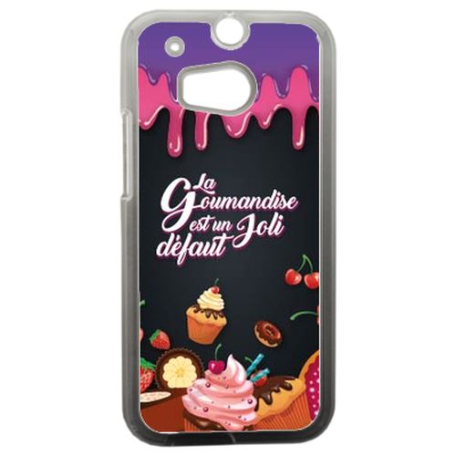 Coque La Gourmandise Est Un Joli Defaut Fond Noir 01 Compatible Htc One 2 M8 Transparent