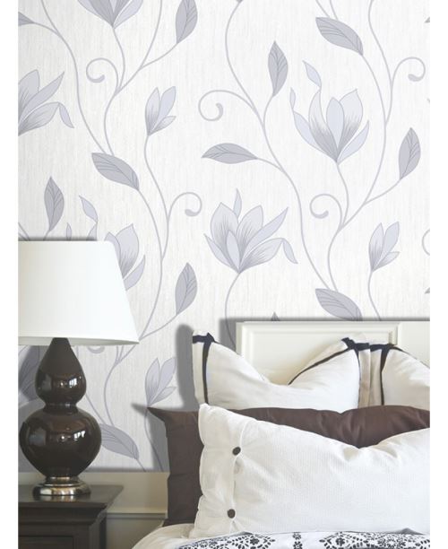 Synergy Floral briller papier peint Colombe gris Vymura M0852