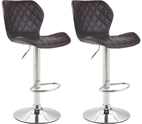CLP Lot de 2 Tabourets de bar Cork en similicuir , Marron/Chrome