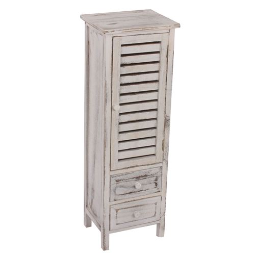 Commode / armoire, 2 tiroirs, 30x25x90cm, shabby, vintage, blanc