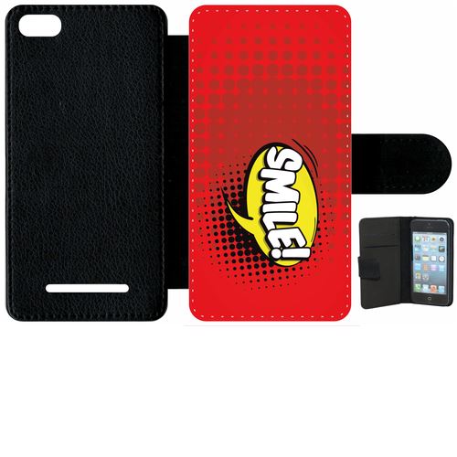 Étui Porte Feuille Xiaomi Mi 4c Smile Fond Rouge