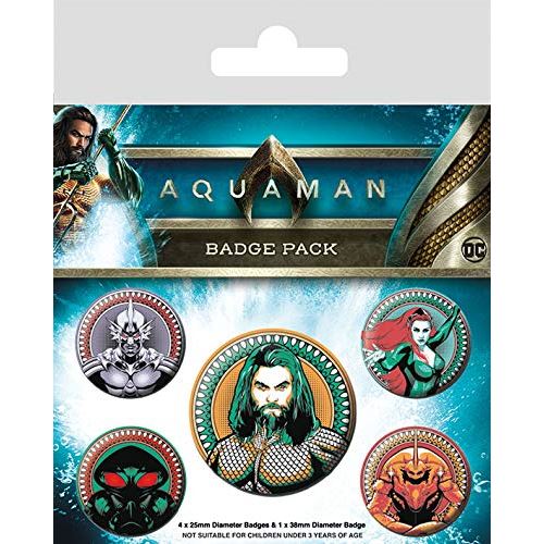 Aquaman (Heavy Hitters of The Seas Pack de Badge, Multicolore, 10 x 12,5cm